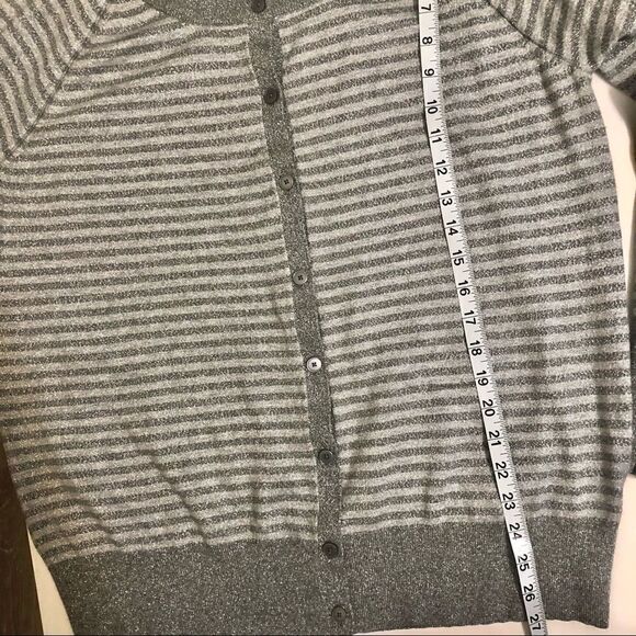 Lane Bryant knit gray metallic stripped button up cardigan sweater 18/20 - Picture 5 of 14